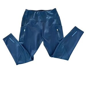 Athleta High Traverse Tight Black Stash Zip Double Pocket Medium Petite #870940